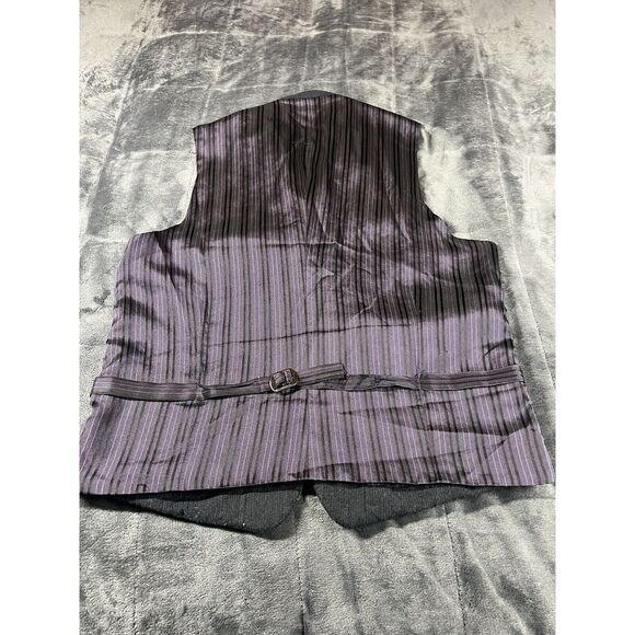 TED‎ BAKER Wool Debonair Purple Navy Blue Button Front Sleeveless Vest 40R - Picture 7 of 8